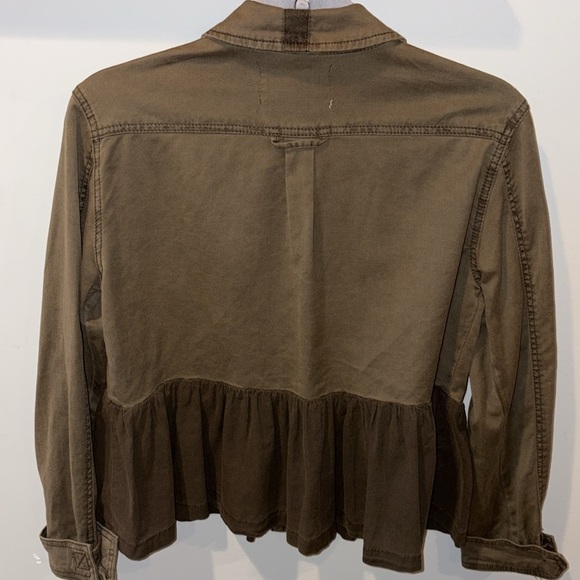 Anthropologie Military Peplem Embroidered/Beaded Jacket Size XSmall Olive Green - Picture 8 of 14